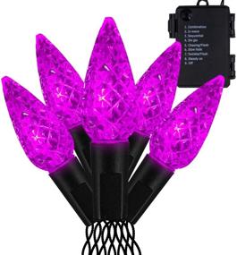 img 4 attached to 🎄 FUNPENY C6 Christmas String Lights, 50 LED 17ft Fairy Lights Battery Operated Black Wire String Lights for Patio Christmas Party Decoration, Purple (Batteries Not Included)