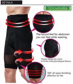 img 1 attached to 🩲 Showbellia Men's Slimming Shorts Waist Trainer Compression Shaper Pants, Black, One Size