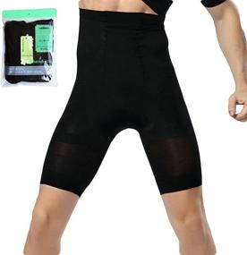 img 3 attached to 🩲 Showbellia Men's Slimming Shorts Waist Trainer Compression Shaper Pants, Black, One Size