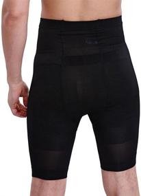 img 2 attached to 🩲 Showbellia Men's Slimming Shorts Waist Trainer Compression Shaper Pants, Black, One Size