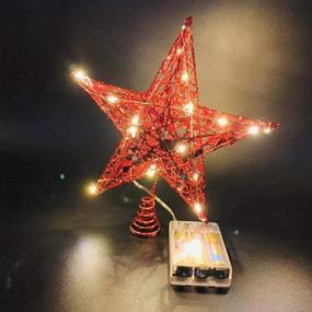 img 3 attached to 🎄 Emopeak 20 LED Christmas Tree Topper, 8 Inch Indoor Iron Art Star Treetop Light - Red, 8"/20CM