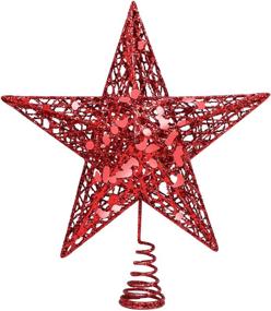 img 1 attached to 🎄 Emopeak 20 LED Christmas Tree Topper, 8 Inch Indoor Iron Art Star Treetop Light - Red, 8"/20CM