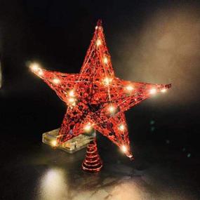 img 2 attached to 🎄 Emopeak 20 LED Christmas Tree Topper, 8 Inch Indoor Iron Art Star Treetop Light - Red, 8"/20CM