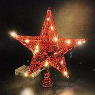 🎄 emopeak 20 led christmas tree topper, 8 inch indoor iron art star treetop light - red, 8"/20cm logo