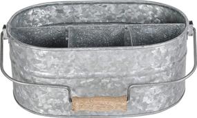 img 1 attached to 🛠️ Multipurpose Galvanized Metal Caddy with 4 Compartments - Kitchen Utensil Holder, Picnic Caddy, Rustic Farmhouse Organizer, Antique Grey Hammered Finish, Ideal for Garden Planters and Storage