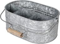 🛠️ multipurpose galvanized metal caddy with 4 compartments - kitchen utensil holder, picnic caddy, rustic farmhouse organizer, antique grey hammered finish, ideal for garden planters and storage логотип