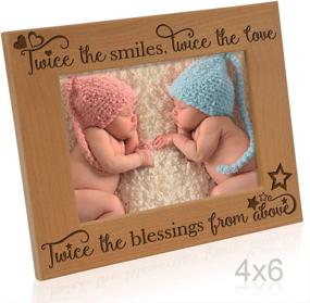 img 2 attached to 👶 KATE POSH Twins Photo Frame - Double the Joy, Double the Love, Double the Blessings - Engraved Natural Wood Picture Frame for Twins (4x6-Horizontal)