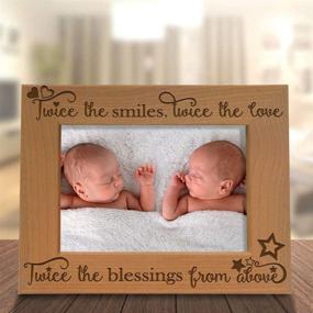 img 1 attached to 👶 KATE POSH Twins Photo Frame - Double the Joy, Double the Love, Double the Blessings - Engraved Natural Wood Picture Frame for Twins (4x6-Horizontal)