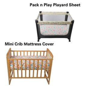 img 3 attached to 🌈 Premium Jersey Cotton Pack n Play Sheet Set for Baby Girl - 3 Pack Fitted Playard Mattress Cover, White with Rainbows, Colorful Clouds, Bird, and Bee Pattern