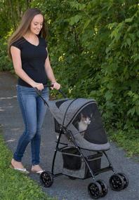 img 1 attached to 🐾 SEO-Optimized Pet Gear No-Zip Happy Trails Lite Pet Stroller for Cats/Dogs, Entry without Zipper, Simple Fold with Detachable Liner, Storage Basket + Cup Holder