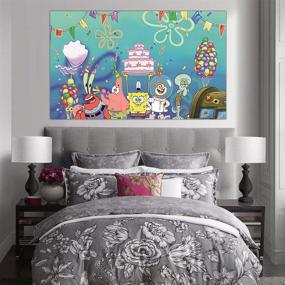 img 1 attached to 🎉 5x3 Feet Cartoon Spongebob Wall Decor Backdrop for Birthday Party Photography - Banner