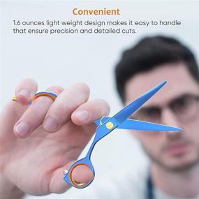 img 1 attached to ULG Hair Cutting Scissors: Professional Barber Shears for Precise Hairdressing - Salon Quality Stainless Steel 5-Inch Hair Scissors (Blue)