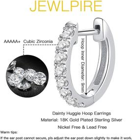 img 3 attached to 💎 Jewlpire 925 Sterling Silver Huggie Hoop Earrings for Women Girls - 18K Gold Plated Diamond Cut CZ Sparkle Hoop Earrings, Hypoallergenic Girls Cartilage Earrings Dainty Jewelry Gift