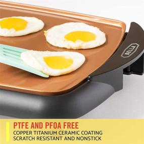 img 1 attached to 🍳 BELLA Electric Ceramic Titanium Griddle - Cooks 10 Eggs Simultaneously, Eco-Friendly Non-Stick Coating, Easy to Clean, Spacious Submersible Cooking Surface, 10.5"x 20", Copper/Black