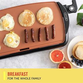 img 2 attached to 🍳 BELLA Electric Ceramic Titanium Griddle - Cooks 10 Eggs Simultaneously, Eco-Friendly Non-Stick Coating, Easy to Clean, Spacious Submersible Cooking Surface, 10.5"x 20", Copper/Black