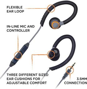 img 3 attached to 🎧 EcoSurvivor IPX4 Sweat Resistant Earbuds: Mic, Controller, Flexible Loops, Gel Cushions, Premium Sound - Perfect Outdoors Headphones, 37602 Gray