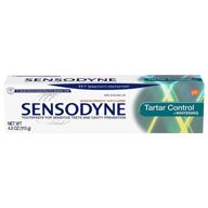 🦷 sensodyne toothpaste - maximum strength for sensitive teeth and cavity prevention, tartar control + whitening, 4oz tubes (pack of 4) logo