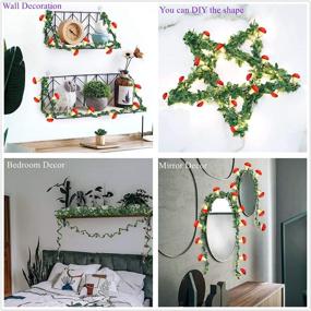 img 1 attached to 🍄 Boho Mushroom Decor String Lights - Ivy Vine Fairy Lights with Mushroom Lamp, Battery-Powered 9.8 ft 20 LED Garland Wreath Hanging Decor for Aesthetic Bedroom, Plant Wall, Christmas Decorations