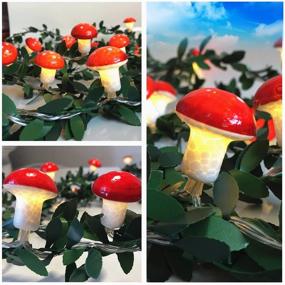 img 4 attached to 🍄 Boho Mushroom Decor String Lights - Ivy Vine Fairy Lights with Mushroom Lamp, Battery-Powered 9.8 ft 20 LED Garland Wreath Hanging Decor for Aesthetic Bedroom, Plant Wall, Christmas Decorations