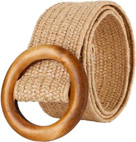 img 4 attached to Women Woven Rattan Wide Stretch Straw Cream Women's Accessories