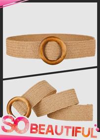 img 3 attached to Women Woven Rattan Wide Stretch Straw Cream Women's Accessories