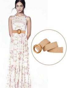 img 1 attached to Women Woven Rattan Wide Stretch Straw Cream Women's Accessories