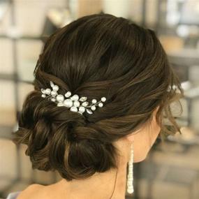 img 3 attached to Exquisite Evild Wedding Hair Comb: Elegant Silver Pearls Flower Side Comb for Brides & Bridesmaids