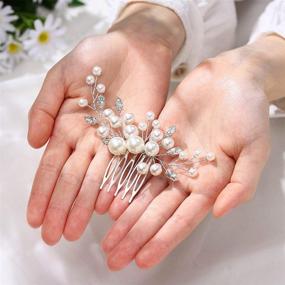 img 2 attached to Exquisite Evild Wedding Hair Comb: Elegant Silver Pearls Flower Side Comb for Brides & Bridesmaids