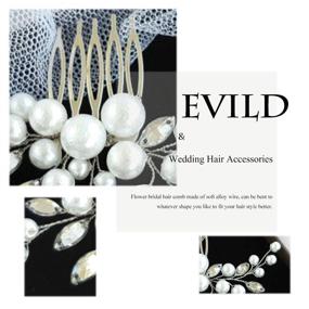 img 1 attached to Exquisite Evild Wedding Hair Comb: Elegant Silver Pearls Flower Side Comb for Brides & Bridesmaids