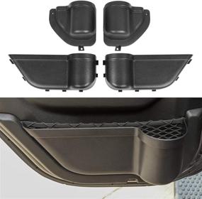img 3 attached to 🚪 Premium Front & Rear Door Storage Organizer Box Cup Holder for Jeep Wrangler JL 2018-2019 - Bruce & Shark (4PCS)