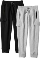 👖 pack of 2 alkii boys ultra soft fleece cargo jogger pants with convenient pockets logo