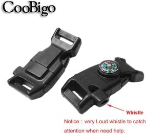 img 2 attached to 🔥 5-Pack 5/8" Compass Fire Starter Whistle Buckle for Emergency Survival Paracord Bracelet - Outdoor Activity Essential #FLC158-FWC (Black)