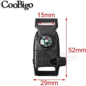 img 3 attached to 🔥 5-Pack 5/8" Compass Fire Starter Whistle Buckle for Emergency Survival Paracord Bracelet - Outdoor Activity Essential #FLC158-FWC (Black)