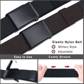 img 2 attached to 2-Pack Elastic Stretch Belts: Casual and Military Men's Accessories