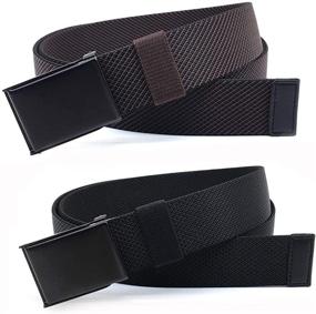 img 3 attached to 2-Pack Elastic Stretch Belts: Casual and Military Men's Accessories