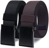 2-pack elastic stretch belts: casual and military men's accessories logo