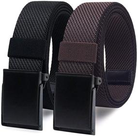 img 4 attached to 2-Pack Elastic Stretch Belts: Casual and Military Men's Accessories