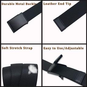 img 1 attached to 2-Pack Elastic Stretch Belts: Casual and Military Men's Accessories