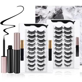 img 4 attached to 💖 Variety Pack of 20 3D to 5D Magnetic Eyelashes Kit – Different Densities, 4 Magnetic Eyeliners, 2 Tweezers – Natural Look, No Glue Required for Women and Girls