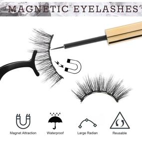 img 2 attached to 💖 Variety Pack of 20 3D to 5D Magnetic Eyelashes Kit – Different Densities, 4 Magnetic Eyeliners, 2 Tweezers – Natural Look, No Glue Required for Women and Girls