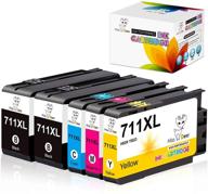 🖨️ 711xl designjet ink cartridge (cz133a) replacement for hp 711xl - works with hp designjet t120 24-in, t520 24-in and t520 36-in printers - 80ml (2bk, 1c, 1m, 1y) logo