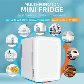 img 1 attached to 🎁 AstroAI Mini Fridge 6L/8 Can Skincare Fridge AC/DC Portable Beauty Fridge - Perfect Christmas Gift, for Beverages, Cosmetics, Bedroom - ETL Listed (Mirror & Light)