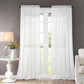 img 4 attached to 🏠 Enhance Your Home with Dreaming Casa Solid Sheer Curtains - White, Rod Pocket, 2 Panels - 52" W x 96" L