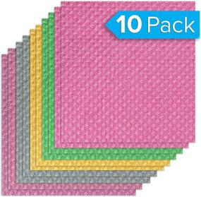 img 4 attached to 🧽 Sparkdealz Swedish Dishcloth Cellulose Sponge Cloths - 10 Pack Eco-Friendly Reusable Cleaning Cloths for Kitchen - Absorbent Dish Cloth Hand Towel - Bulk Assorted Colors