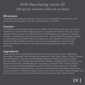 img 2 attached to DCL Skincare AHA Resurfacing Lotion 20% - Exfoliating, Hydrating, and Anti-Aging with Glycolic Acid, Hyaluronic Acid, Vitamin E, Shea Butter, Jojoba Oil, Green Tea Extract - 1.7 Fl oz