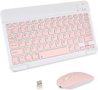 pink portable wireless keyboard: rechargeable 10 ultra slim tablet keyboard with wireless mouse - universal compatibility with ios/android/windows tablets, laptops, pc, and phones logo