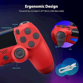 img 2 attached to 🎮 TOPAD Red PS4 Wireless Controller: Compatible with Playstation 4, Remote Control with Charging Cable for Easy PS4 Control. Special Christmas Joystick Gift for Kids, Girls, and Men. (New Budget-Friendly Mando PS4 Controller)