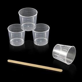 img 2 attached to 🧪 100PCS 30ml 1oz Clear Plastic Graduated Measuring Cups + 100PCS Wooden Stirring Sticks - Ideal for Mixing Stain, Paint, Epoxy, and Resin in Laboratories