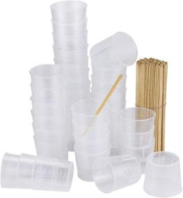 img 4 attached to 🧪 100PCS 30ml 1oz Clear Plastic Graduated Measuring Cups + 100PCS Wooden Stirring Sticks - Ideal for Mixing Stain, Paint, Epoxy, and Resin in Laboratories