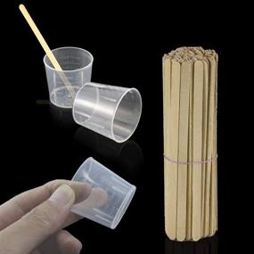 img 1 attached to 🧪 100PCS 30ml 1oz Clear Plastic Graduated Measuring Cups + 100PCS Wooden Stirring Sticks - Ideal for Mixing Stain, Paint, Epoxy, and Resin in Laboratories